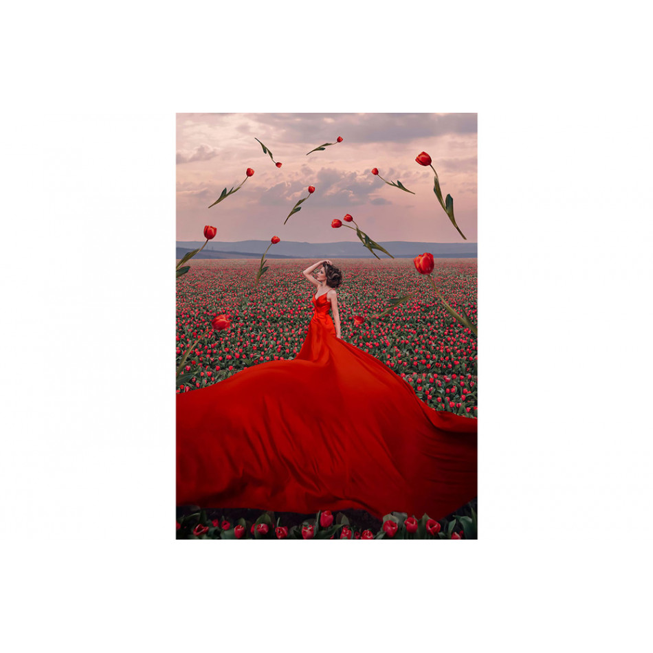 Stikla bilde Lady in red dress, 120x80x0.4cm
