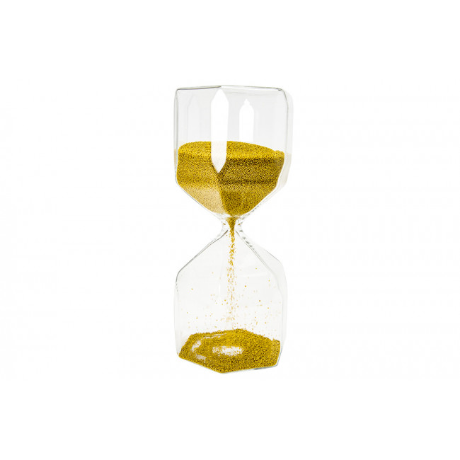 Hourglass Hexa,transparent/golden sand, H16cm
