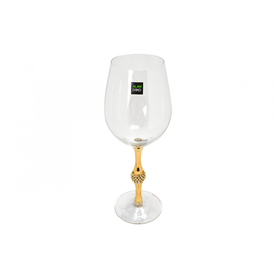 Red wine glass Metallic Gold  H 25 cm, D 7 cm, 550ml