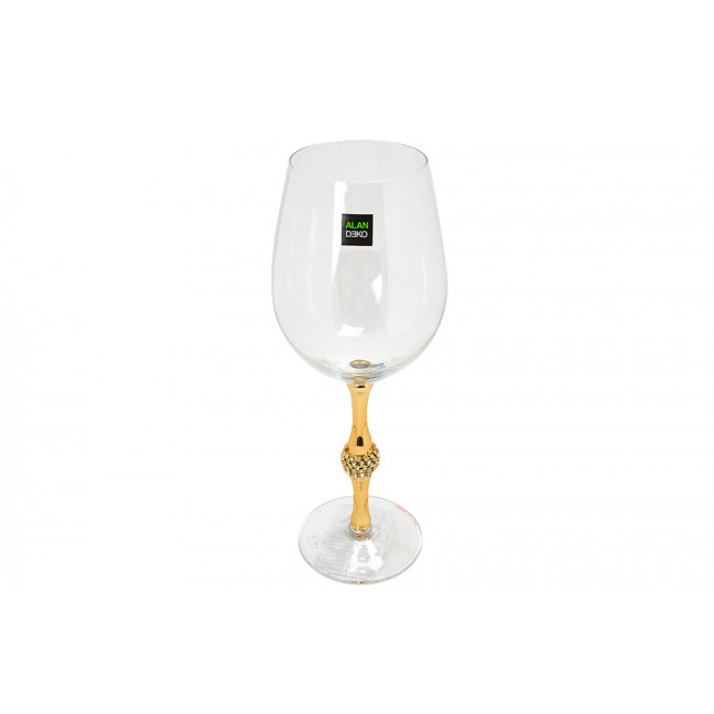 Red wine glass Metallic Gold  H 25 cm, D 7 cm, 550ml