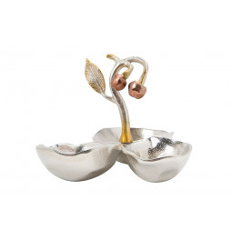 Decorative Triple nut dish, gold/bronze, 26x21x24cm