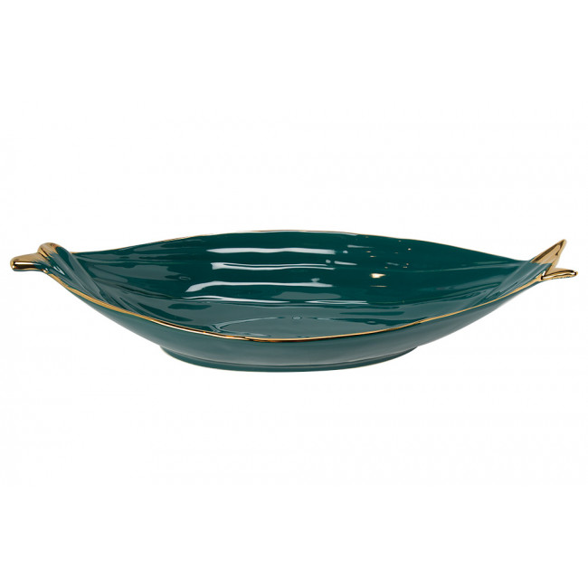 Decorative bowl Walle, green/gold, 40x17.5x7.5cm