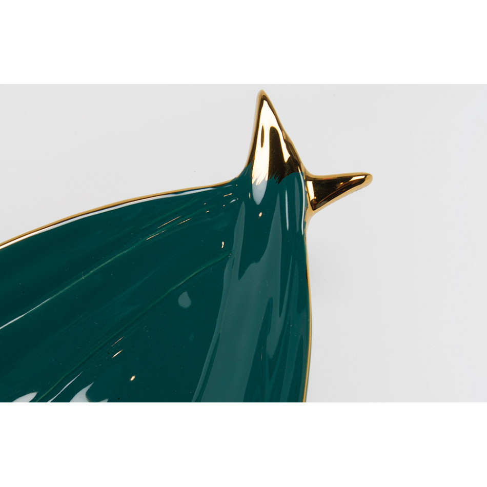 Decorative bowl Walle, green/gold, 40x17.5x7.5cm
