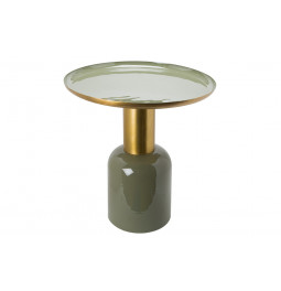 Table Linton 43823C, matt brass, green with enamel,D49xH53cm