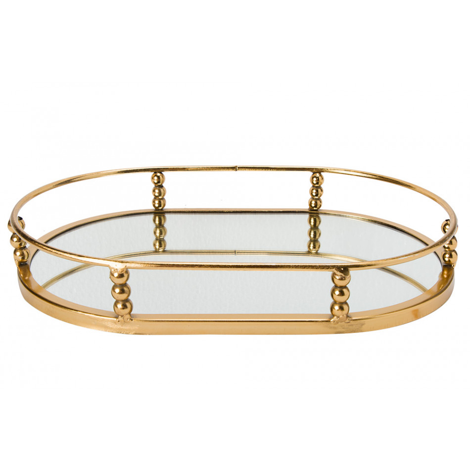 Paplāte ar spoguli Garden M, zelta krāsā, 4.5x30x20cm