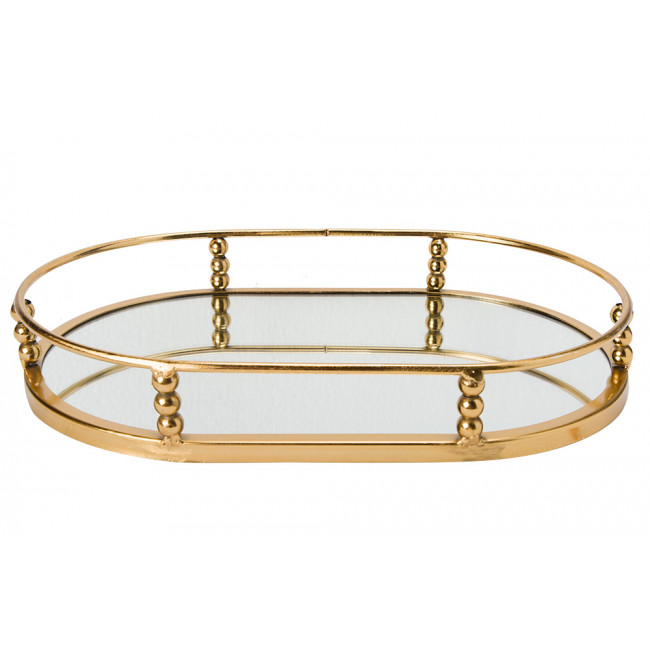 Paplāte ar spoguli Garden M, zelta krāsā, 4.5x30x20cm