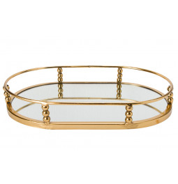 Paplāte ar spoguli Garden M, zelta krāsā, 4.5x30x20cm