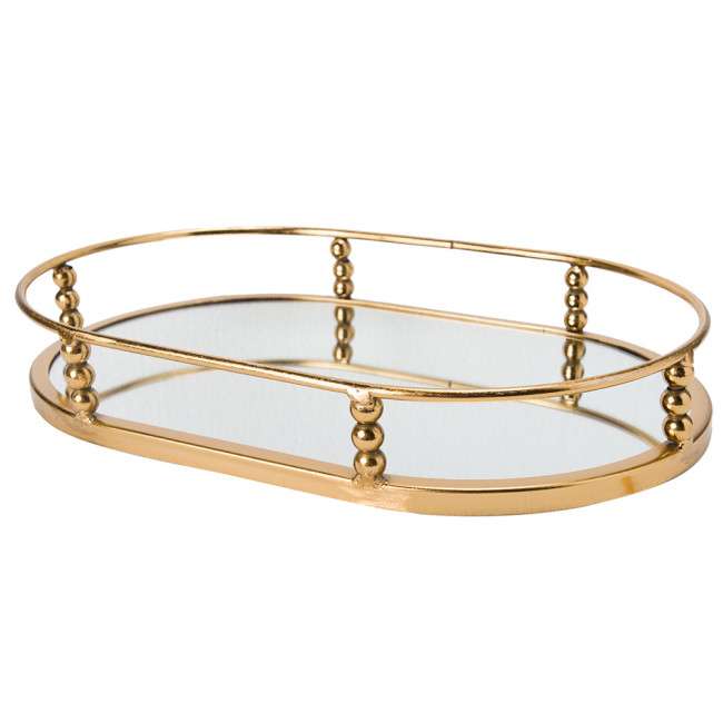 Paplāte ar spoguli Garden M, zelta krāsā, 4.5x30x20cm