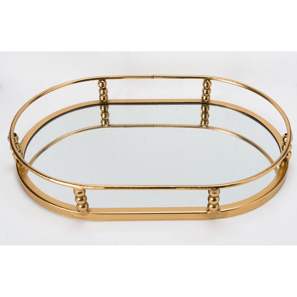 Paplāte ar spoguli Garden M, zelta krāsā, 4.5x30x20cm