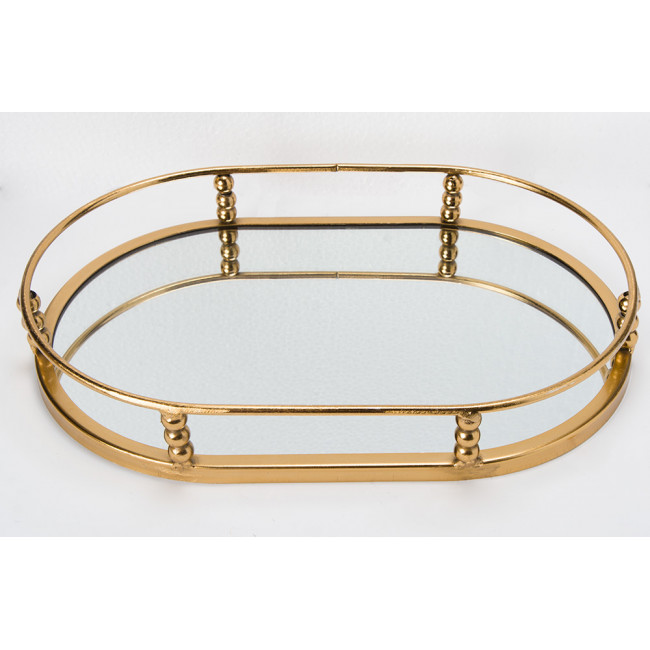 Paplāte ar spoguli Garden M, zelta krāsā, 4.5x30x20cm