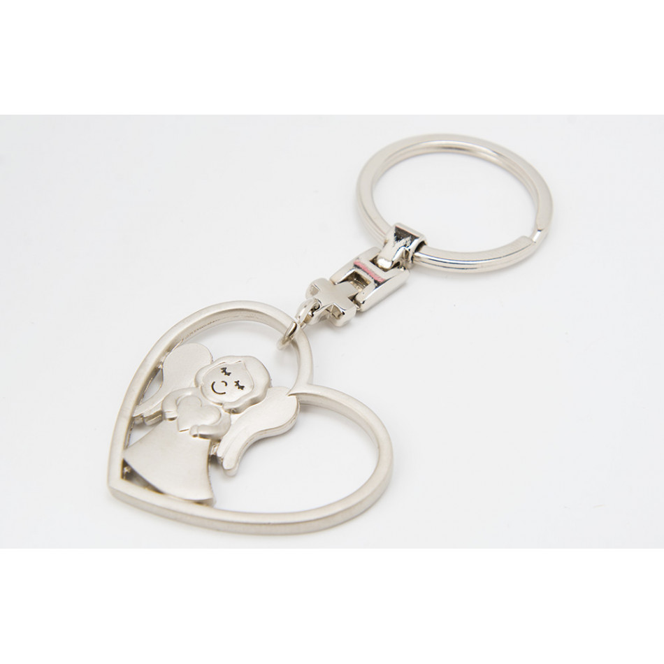 Keychain Heart Angel, metal, 9cm