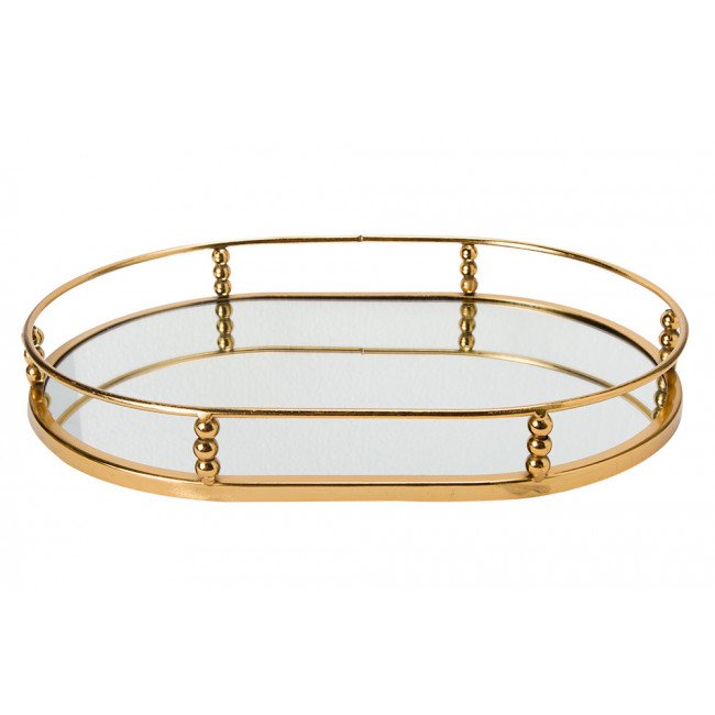 Tray with mirror Garden L, golden, 35x25x5cm