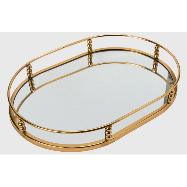 Tray with mirror Garden L, golden, 35x25x5cm