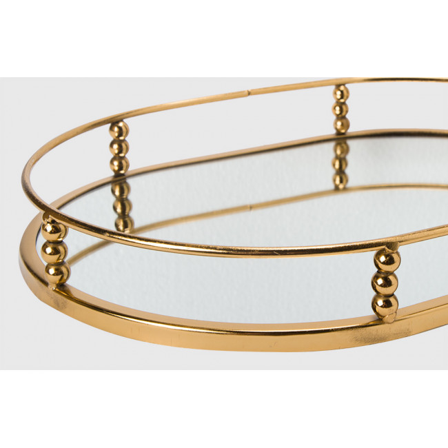 Tray with mirror Garden L, golden, 35x25x5cm