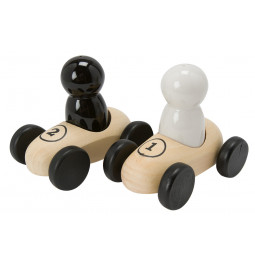 Salt  Pepper set Bolides, wood/ceramic,9.5x10.5x7.2cm