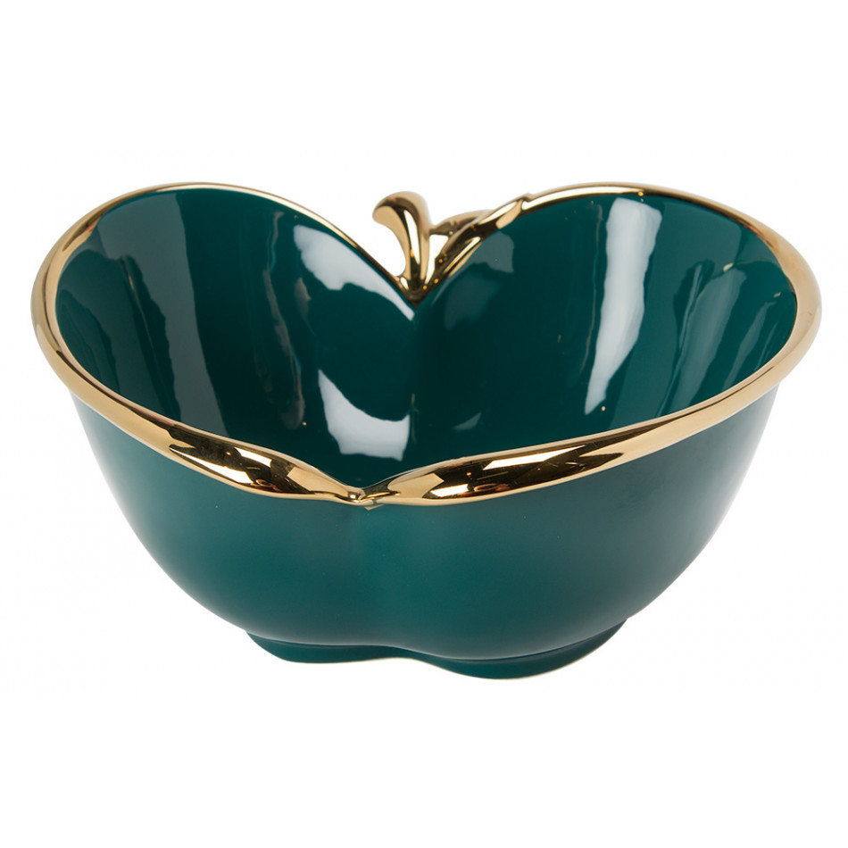 Decorative bowl Green apple, green/gold, 19.5x19.5x10.5cm