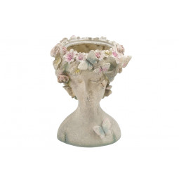 Decorative flower pot Woman head, pelēks, 35x32x44.5cm