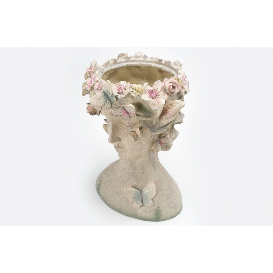 Dekoratīvs puķu pods Woman head, pelēks, 35x32x44.5cm