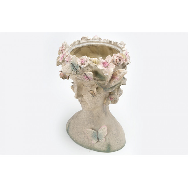 Dekoratīvs puķu pods Woman head, pelēks, 35x32x44.5cm