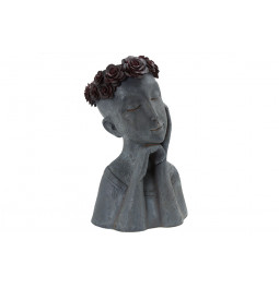 Decorative flower pot Girl bust, red/grey,24x18x35cm