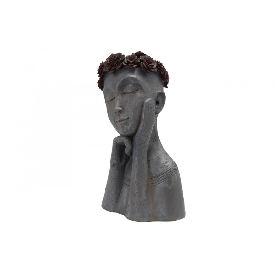 Decorative flower pot Girl bust, red/grey,24x18x35cm