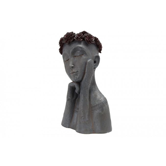 Decorative flower pot Girl bust, red/grey,24x18x35cm