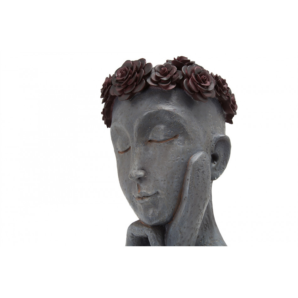 Decorative flower pot Girl bust, red/grey,24x18x35cm