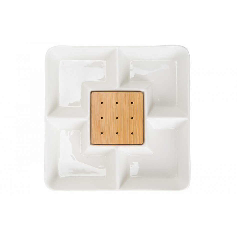 Plate Wooden, 4DIV.,20x20cm