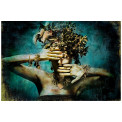 Glass pic. Gold-coloured beauty with leaf decorati, 80x120cm