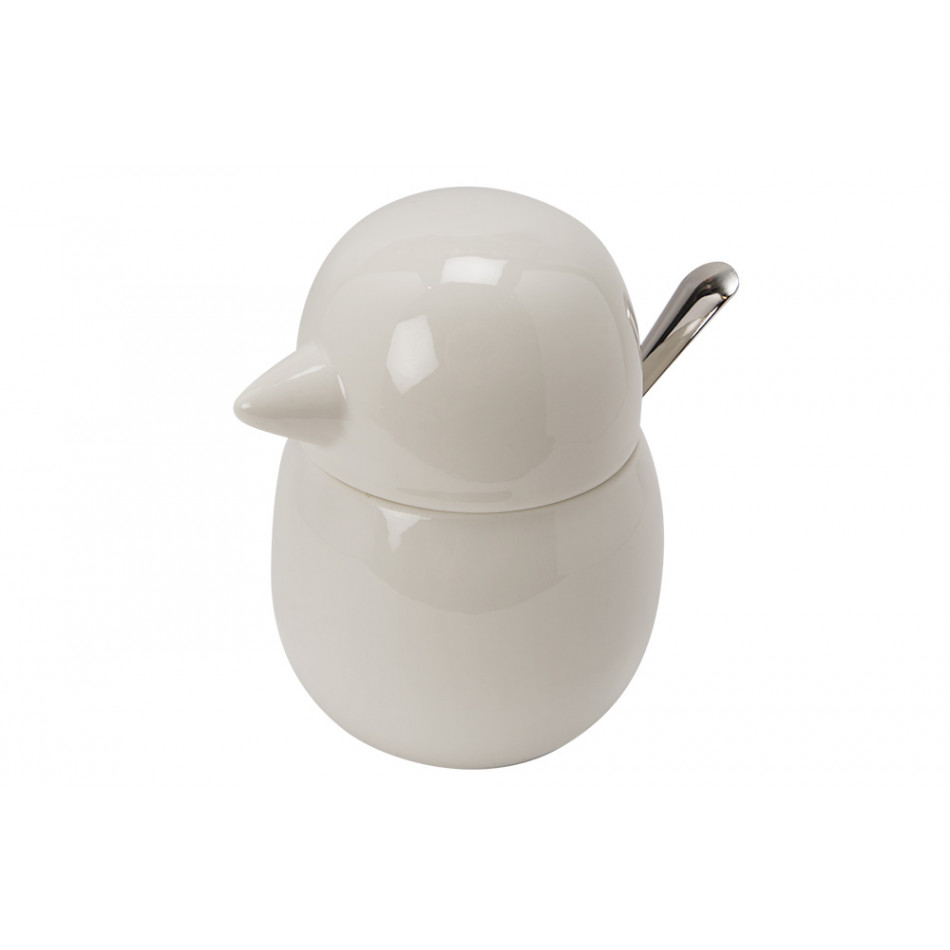 Sugar bowl Birdie, white, porcelain, 15.5x10.4x11.5cm