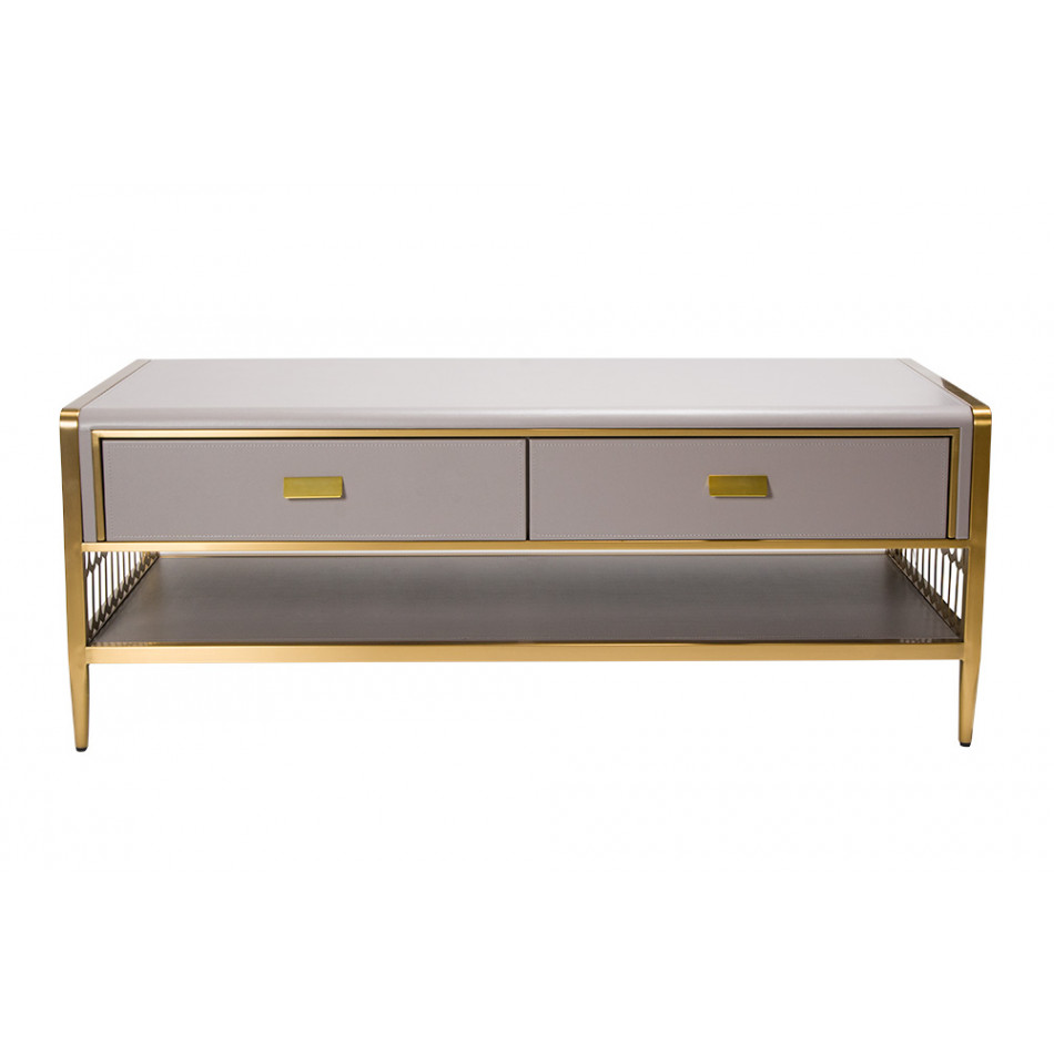 Coffee table Astero, grey/golden, 125x60x48cm