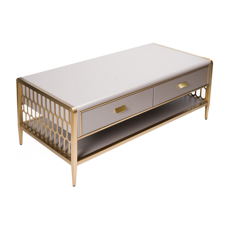 Coffee table Astero, grey/golden, 125x60x48cm