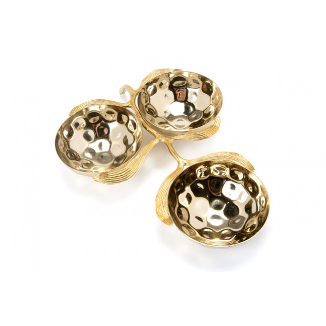 Decorative 3-bowls dish with leaf, 29x21.5cm