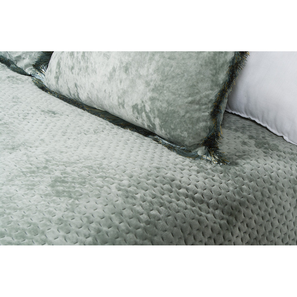 Bed cover Shelly 04, light green, velvet, 220x240cm