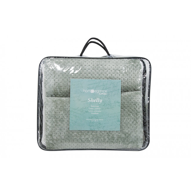 Bed cover Shelly 04, light green, velvet, 220x240cm