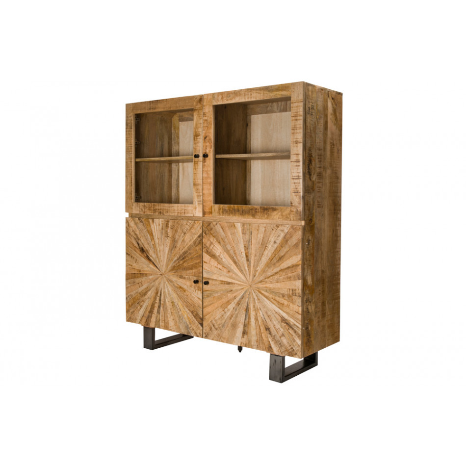 Vitrina Sole,2 doors,2 glass doors, mango wood,118x38x138cm