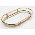 Tray with mirror Itaka S, metal, gold colour, 33x17x5cm