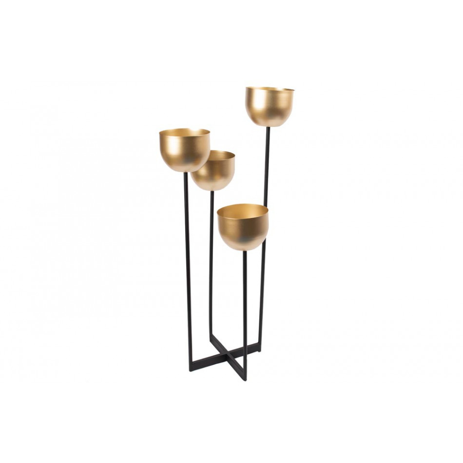 Planter/candleholder Quattro, black/gold, 36x36x H97cm