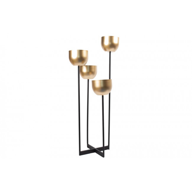 Planter/candleholder Quattro, black/gold, 36x36x H97cm