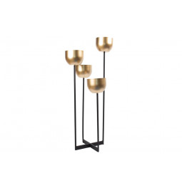 Planter/candleholder Quattro, black/gold, 36x36x H97cm