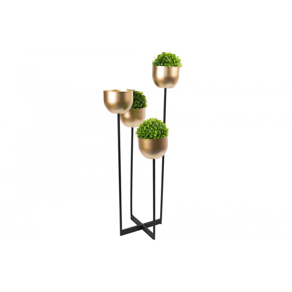 Planter/candleholder Quattro, black/gold, 36x36x H97cm