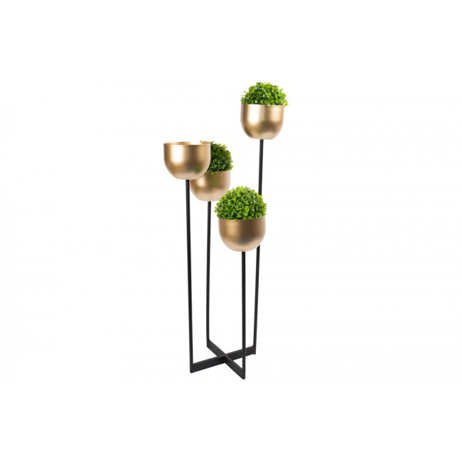 Planter/candleholder Quattro, black/gold, 36x36x H97cm