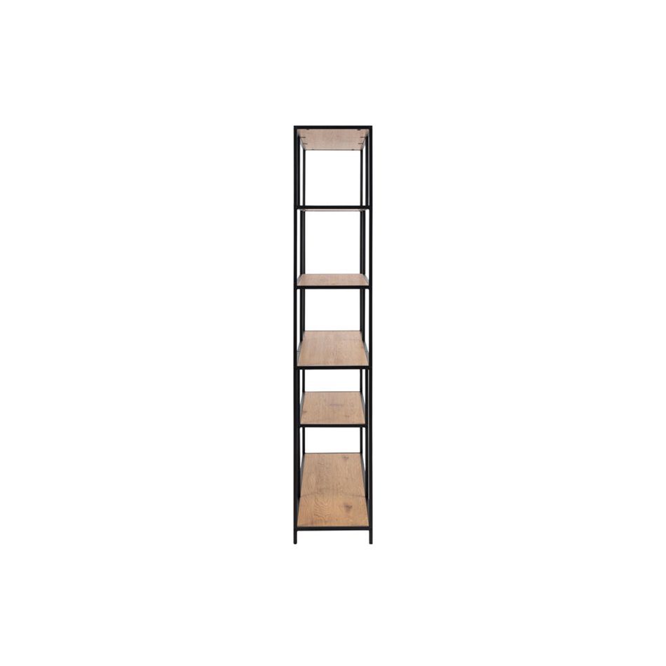 Bookcase Seaford, oak/black frame, 135x35x185cm