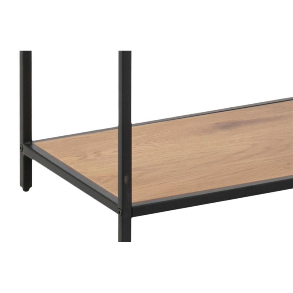 Bookcase Seaford x5, oak/black frame, 114x35x185cm