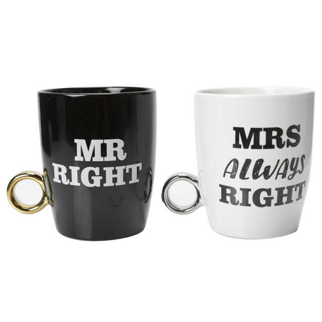 Krūžu kompl. Mr Right and Mrs Always Right, 10x9cm,350ml