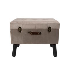 Bench Ferento L, taupe colour, velvet, 60x40x49cm