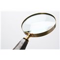 Aluminium 4 magnifier brass finish w/horn handle,27.5x10x3