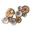 Wall deco Flowers, silver/golden, 70x4x42cm