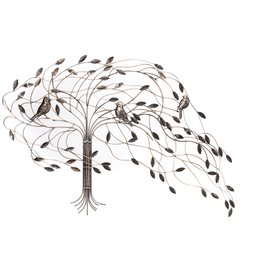 Metal wall deco TREE, golden/silver/black, 109x2x72cm