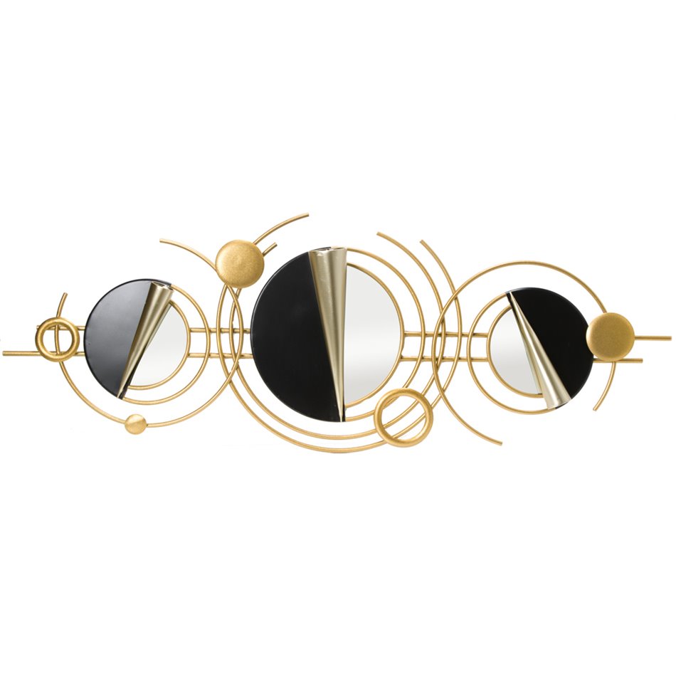 Wall deco Mirror/planter, golden/black, 106x10x38cm